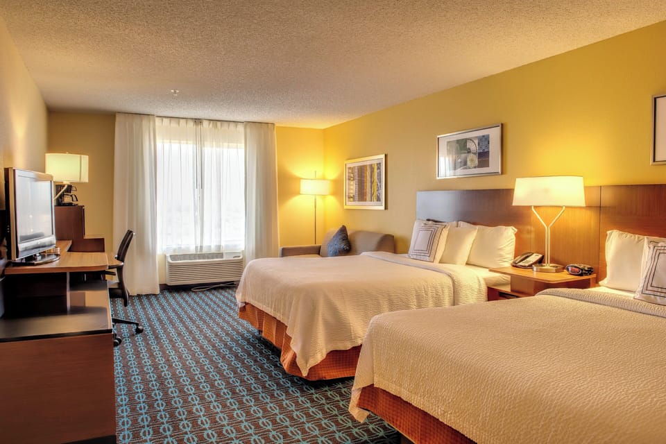 Room, 2 Queen Beds | In-room safe, desk, iron/ironing board, bed sheets