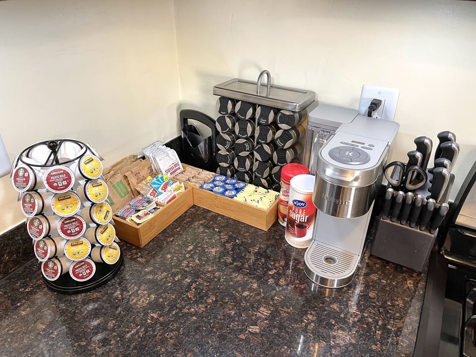 Coffee,Tea,Creamer,Sugar,Breakfast Items,KeurigMaker,Spices,Knives&Utensils