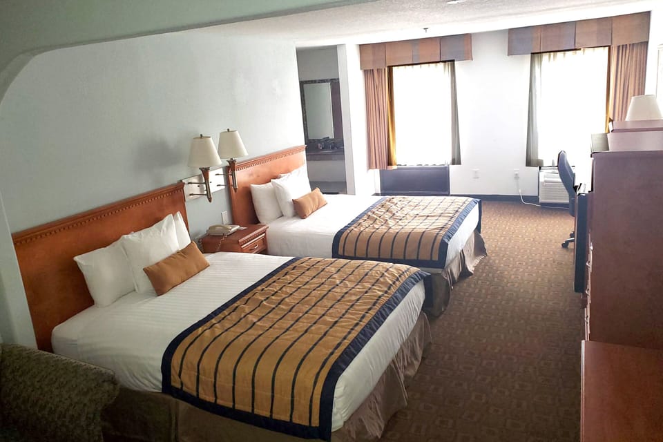 Luxury Studio Suite, 2 Queen Beds, Non Smoking | In-room safe, desk, laptop workspace, blackout drapes