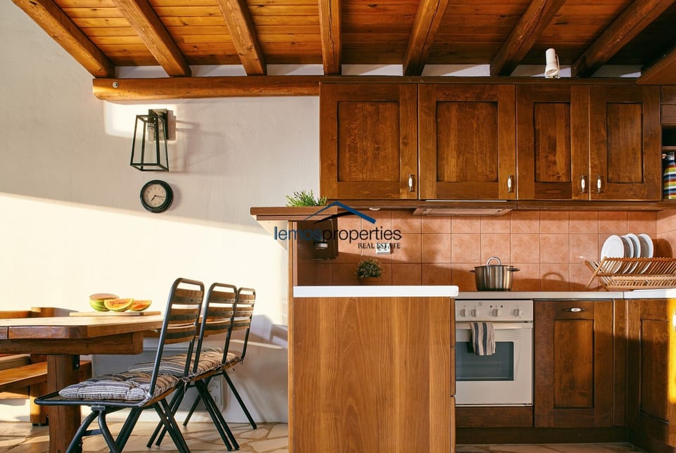 The dining area and kitchen