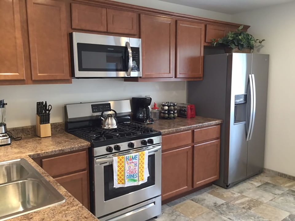 Newly remodeled kitchen is well stocked for the serious chef.