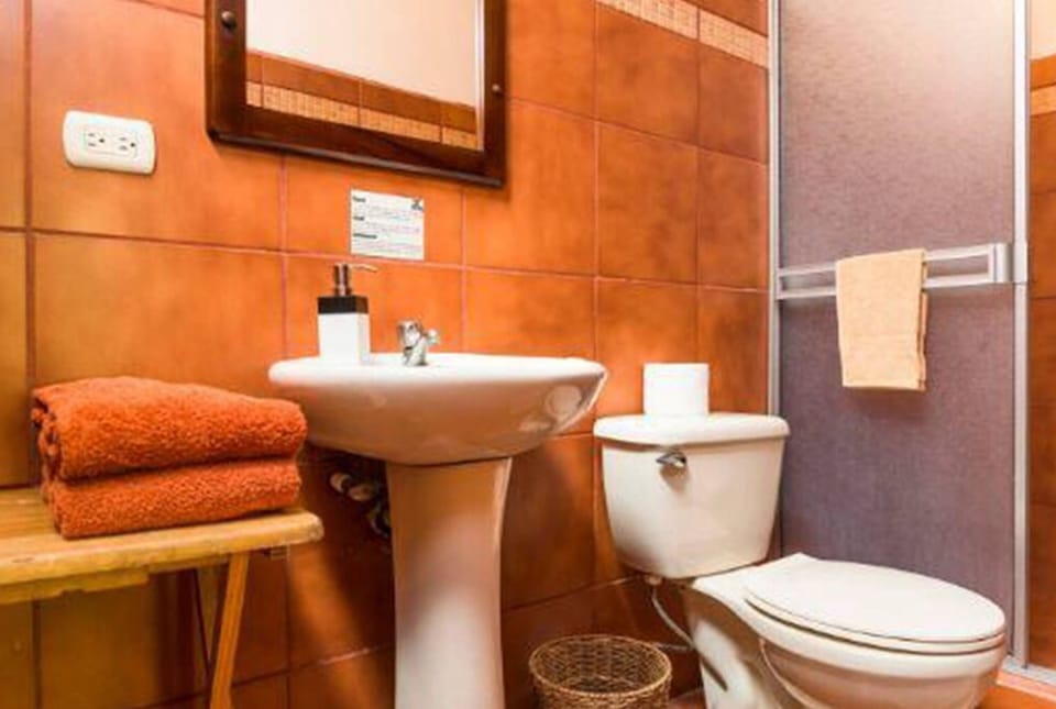 Shower, designer toiletries, towels, soap