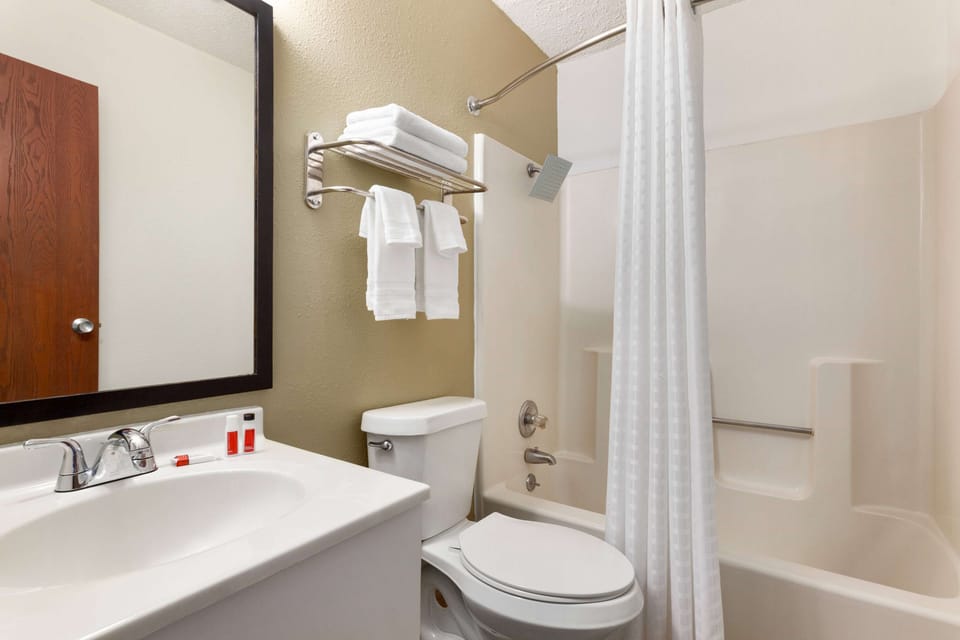 Room, 1 Queen Bed, Accessible, Non Smoking (Mobility Bath Tub w/Grab Bars) | Bathroom | Combined shower/tub, free toiletries, towels