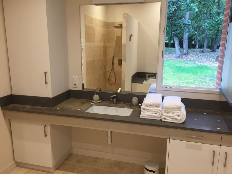 Deluxe Villa | Bathroom | Hair dryer, towels, soap, shampoo