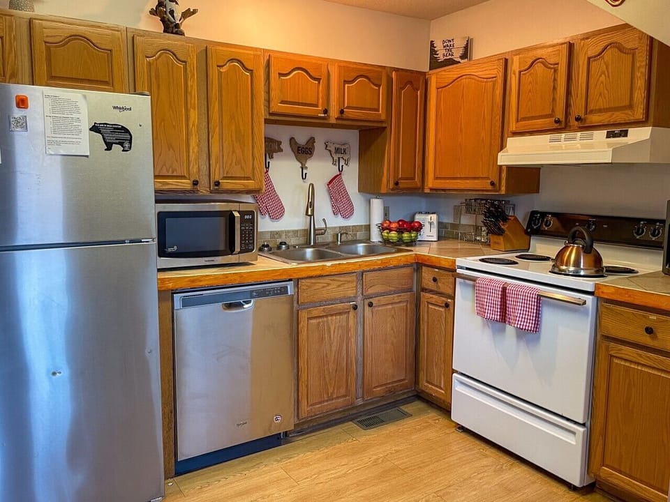 Fully stocked kitchen for cabin cooking