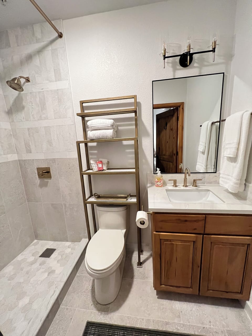 Just remodeled Primary Bathroom with spacious walk in shower.
