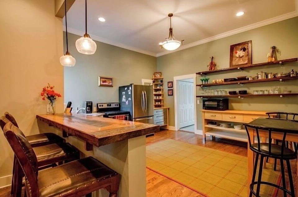 The kitchen is large and open with everything one needs to cook and entertain.