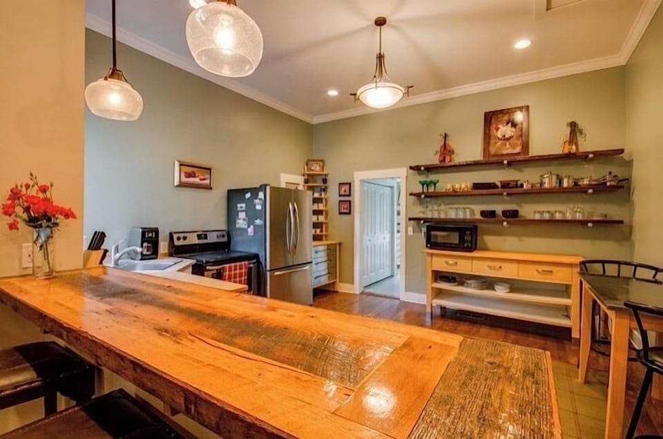 A closer view of the kitchen counter bar top. A local craftsman designed it.