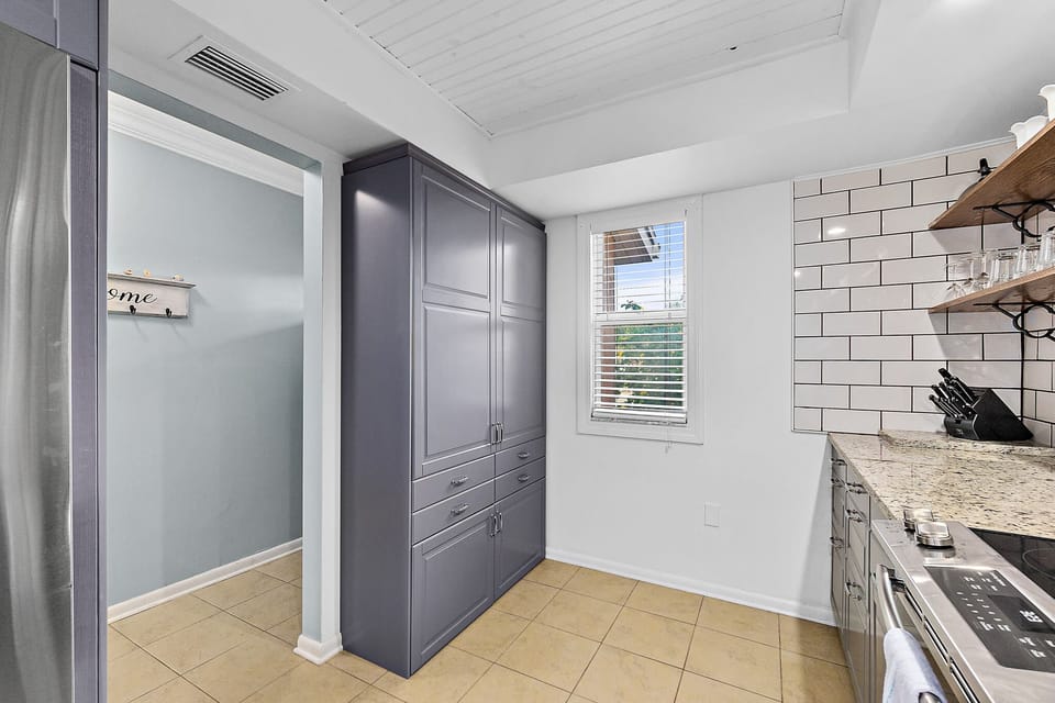 Plenty of cabinet space to store any groceries you bring