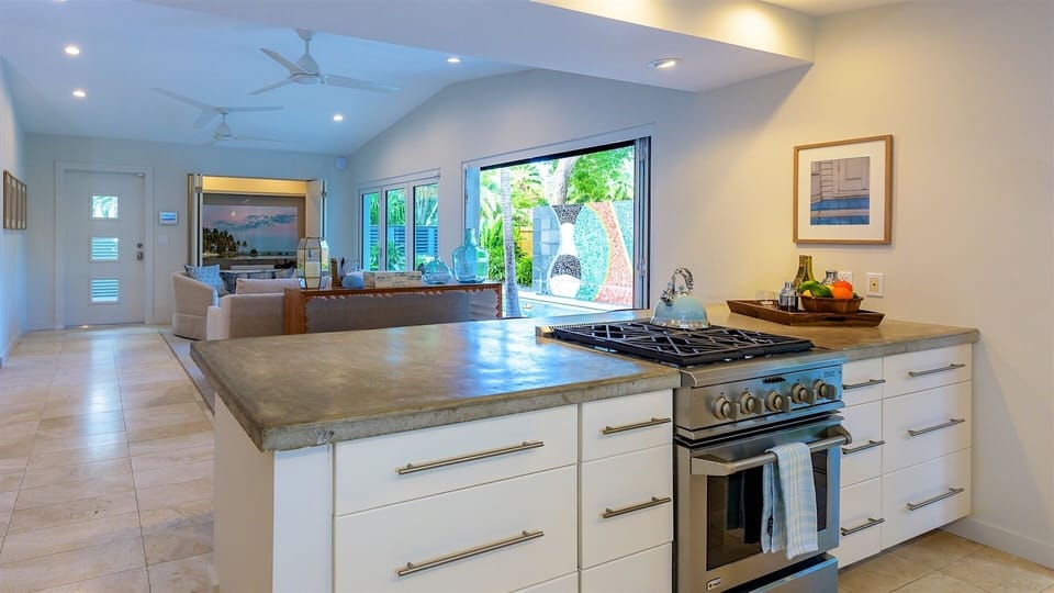 The kitchen is open to the living room...