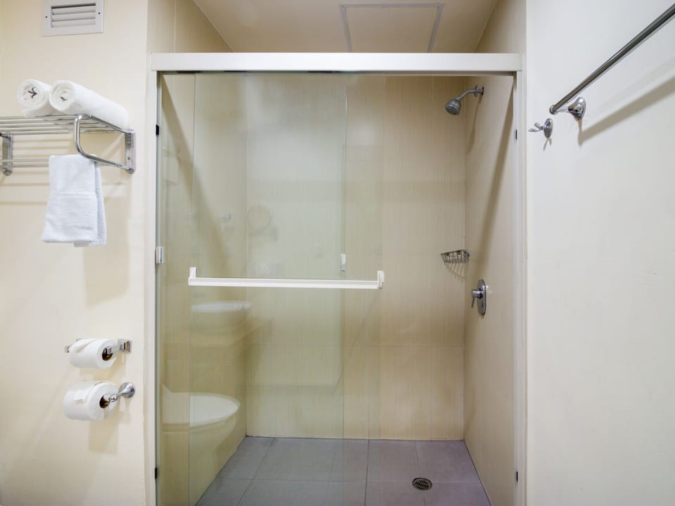 Standard Room, 2 Queen Beds | Bathroom | Shower, free toiletries, hair dryer, towels