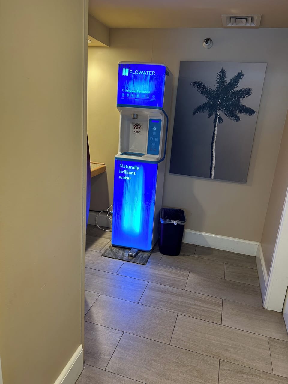 In the lobby, Filtered Water Dipenser.