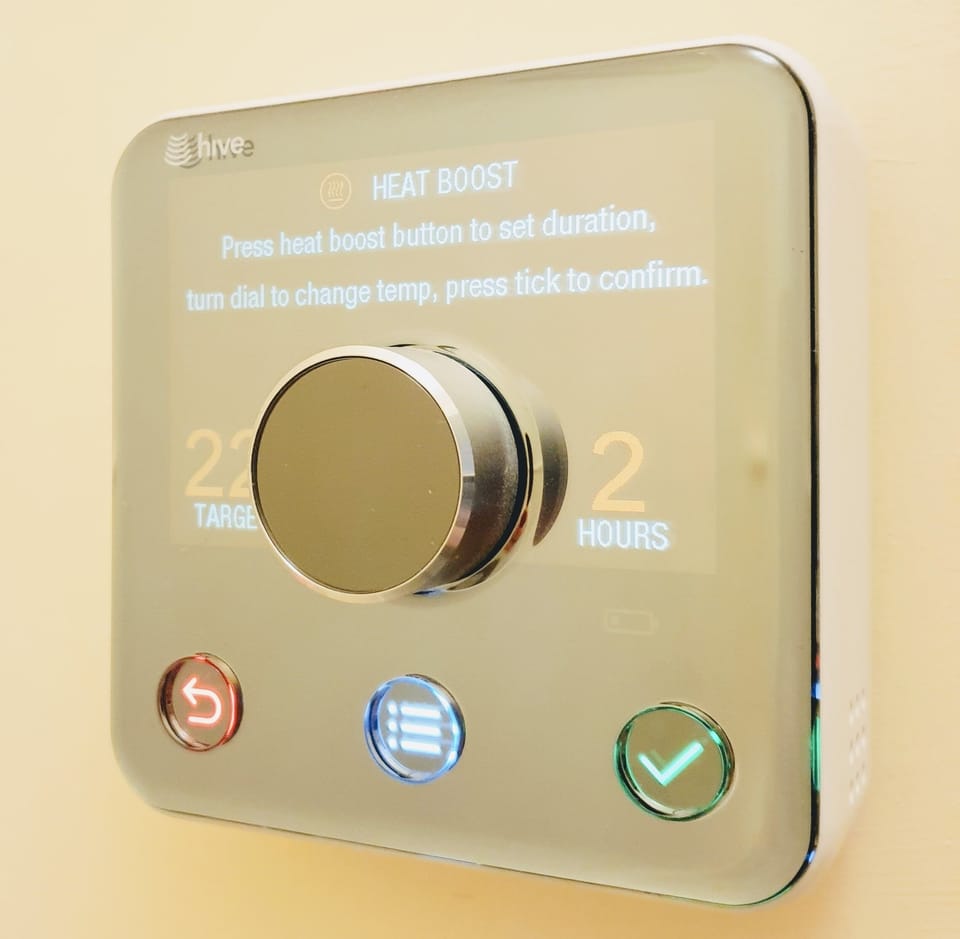 Cosy and easy to use HIVE heating system.