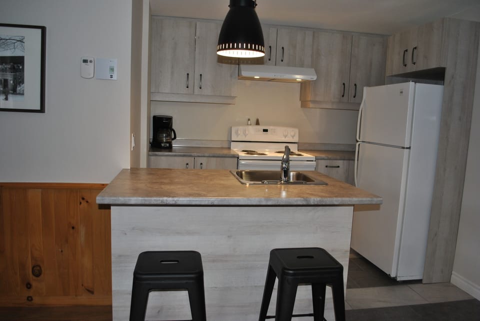 Intermediate Condo 1 | Private kitchen | Fridge, microwave, coffee/tea maker, electric kettle