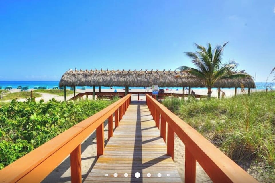Walk bridge to public beach