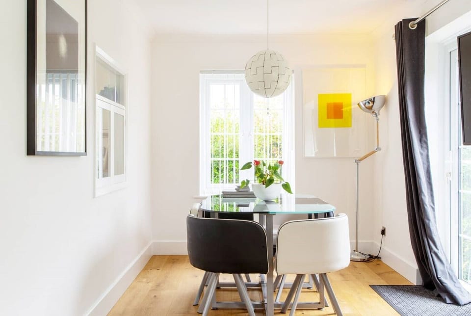 small desk in lounge