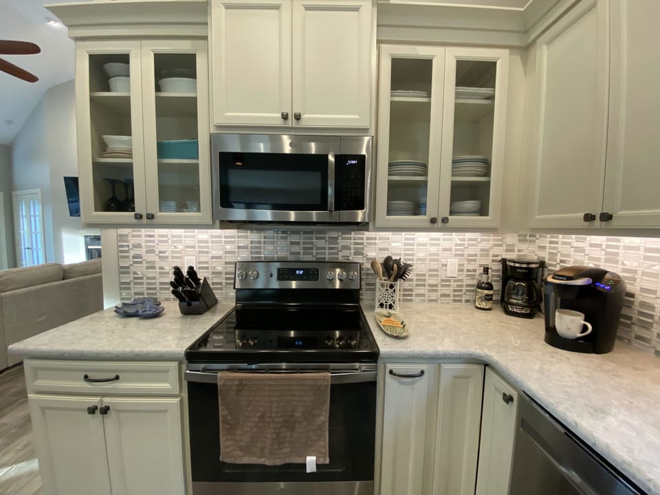 Spacious Quartz counter tops with under counter lighting 