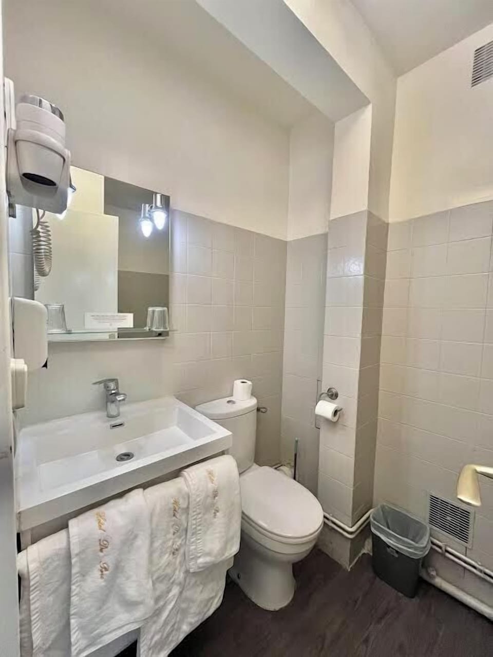 Hair dryer, towels