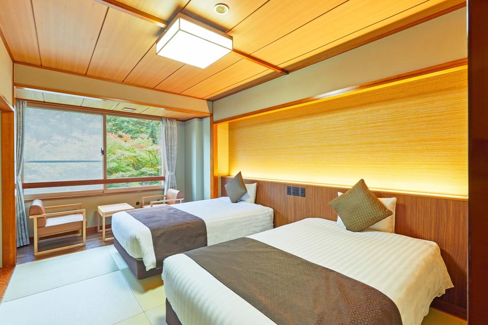Twin Room (Japanese-style room) Non Smoking | In-room safe, WiFi (free), bed sheets