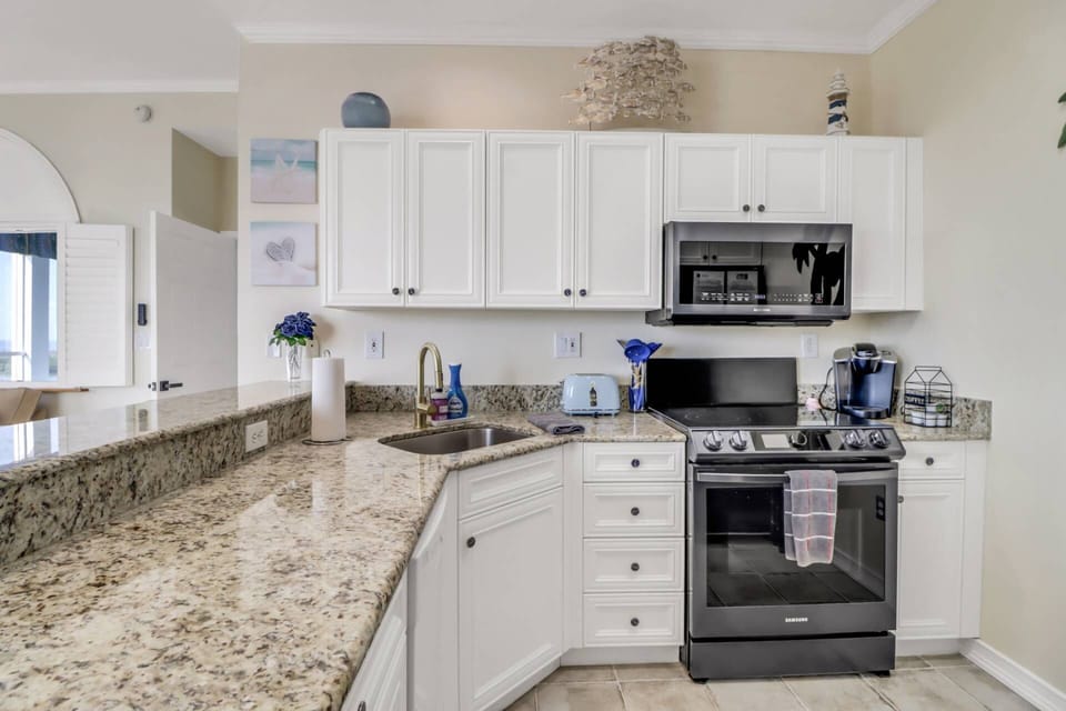 All cookware, dinnerware and many kitchen tools and appliances are provided for your convenience - including a Keurig coffee maker.