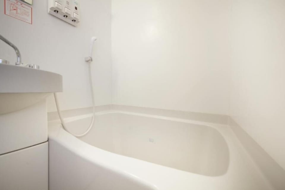 Combined shower/tub, hair dryer, slippers, electronic bidet