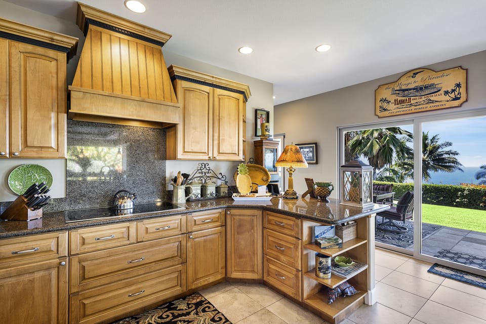 Enjoy ocean views even while washing dishes in this bright and inviting kitchen.