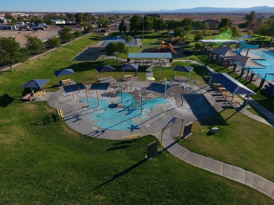 City splash pad and pool