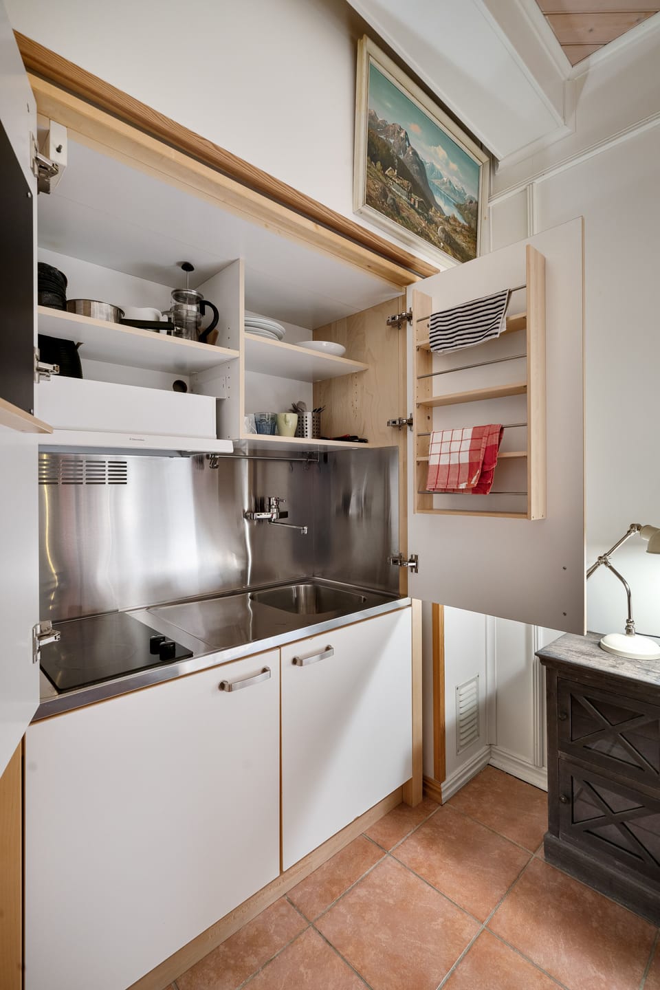 Shared fridge, microwave, coffee/tea maker, electric kettle