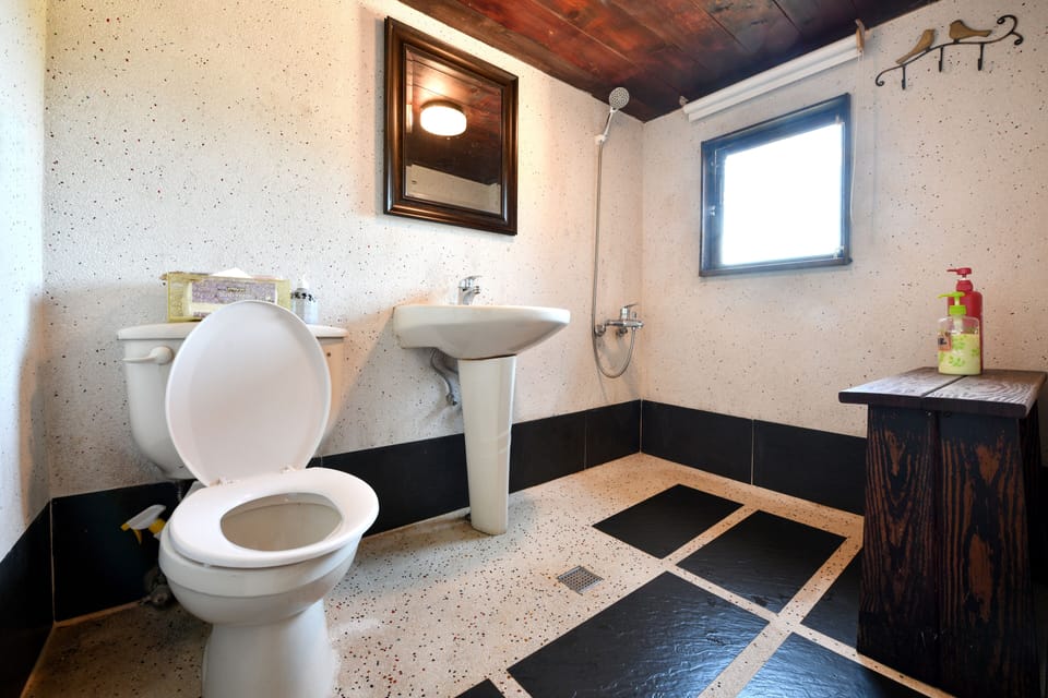 Double Room | Bathroom | Shower, hair dryer, slippers, towels