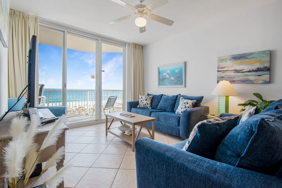Comfy couches with a Gulf view