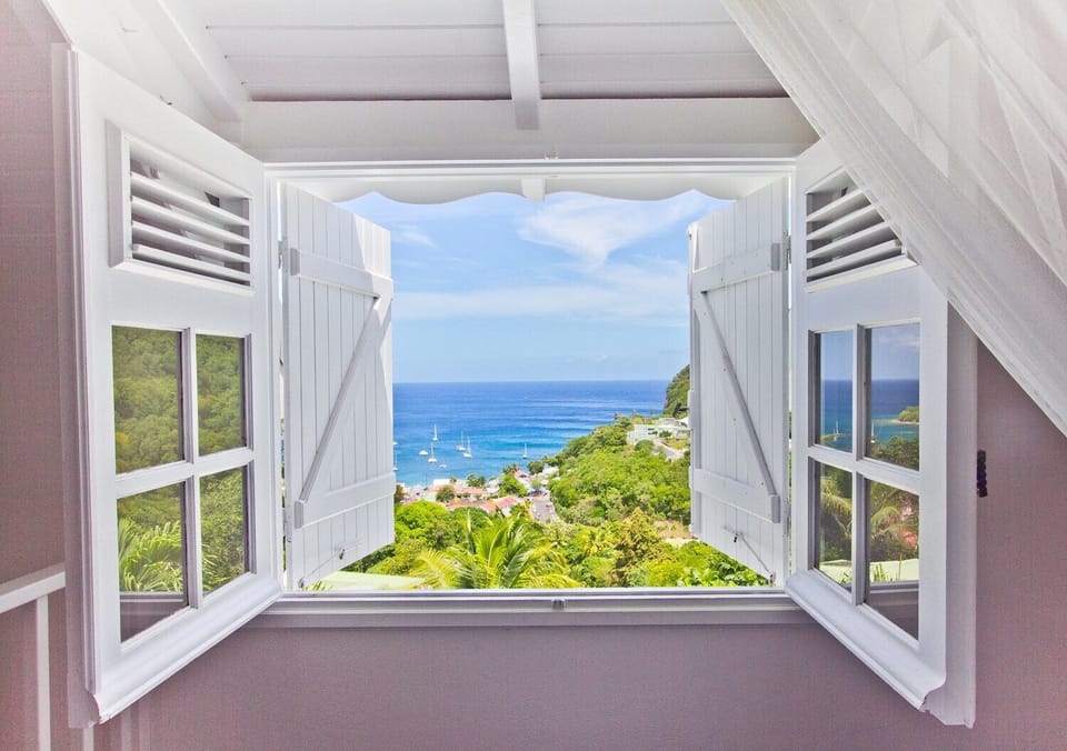 View of the double bedroom of the Duplex Cacao Residence O Coeur de Deshaies