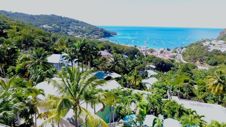 View of the bay from the Residence O Coeur de Deshaies
