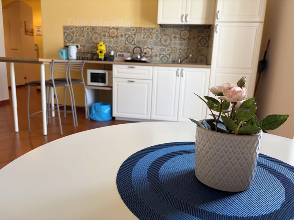 Full-size fridge, microwave, stovetop, espresso maker