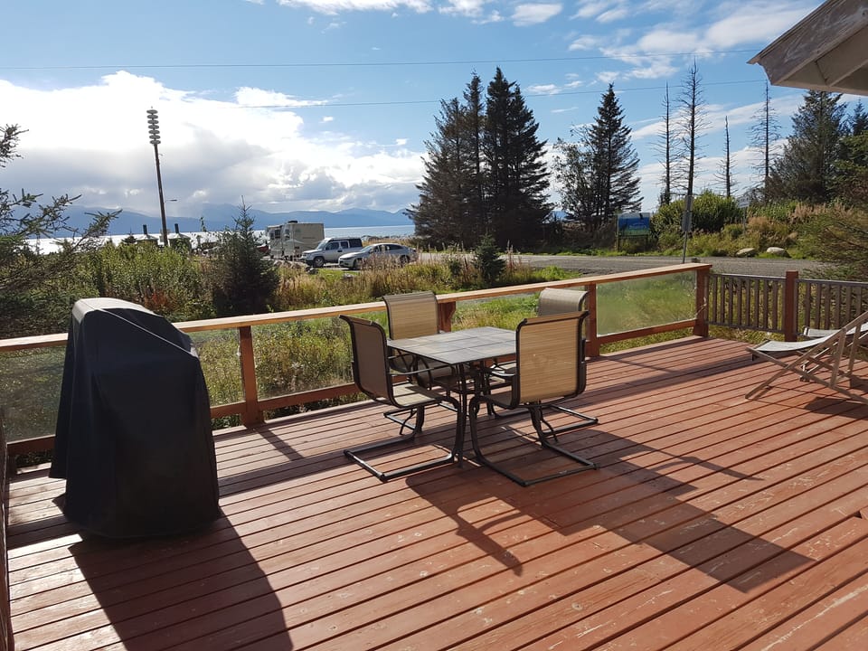 Bungalow By Bishop's Beach 
Private Deck with BBQ and comfy lounge chairs.
