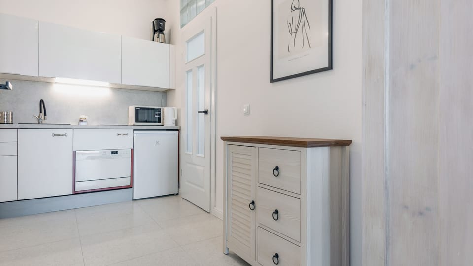 Apartment (Traugutta 8/1) | Private kitchenette | Fridge, microwave, stovetop, dishwasher
