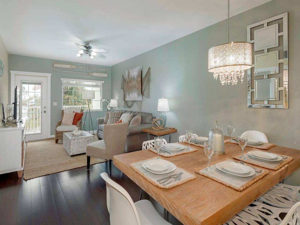 View from the Kitchen of the Dining/Living room - overlooks the Intracoastal.
