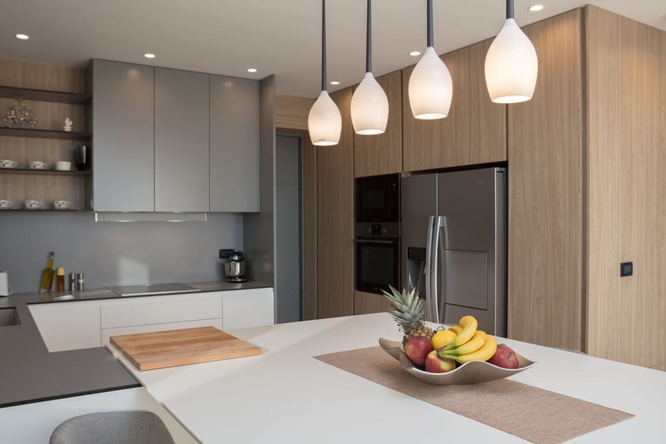 Luxury Villa | Private kitchen | Full-size fridge, microwave, oven, stovetop
