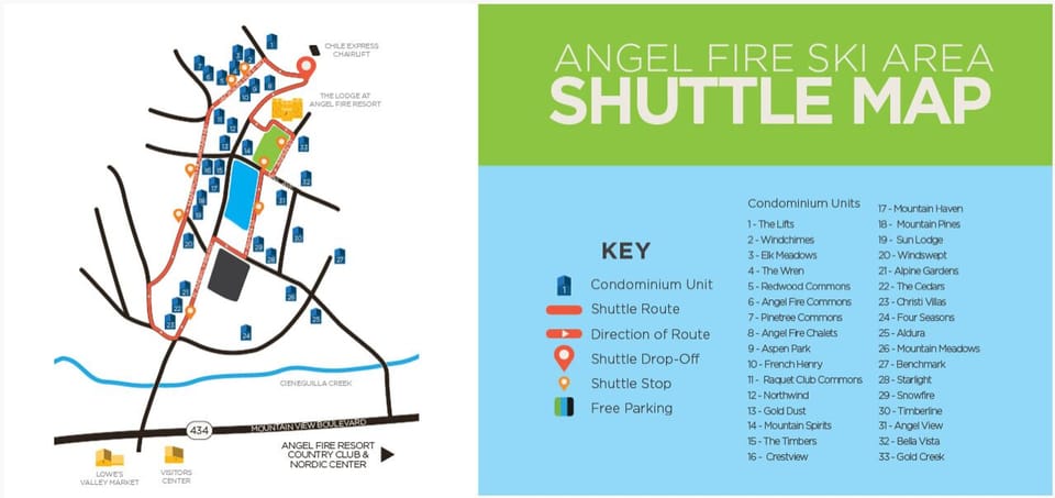 Angel Fire Ski-Shuttle Map