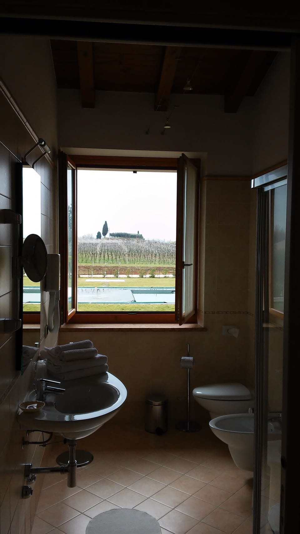 Shower, free toiletries, hair dryer, bidet