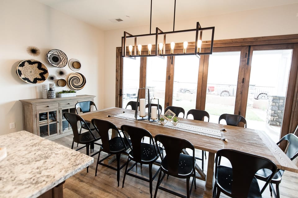 Kitchen table with seating for 12