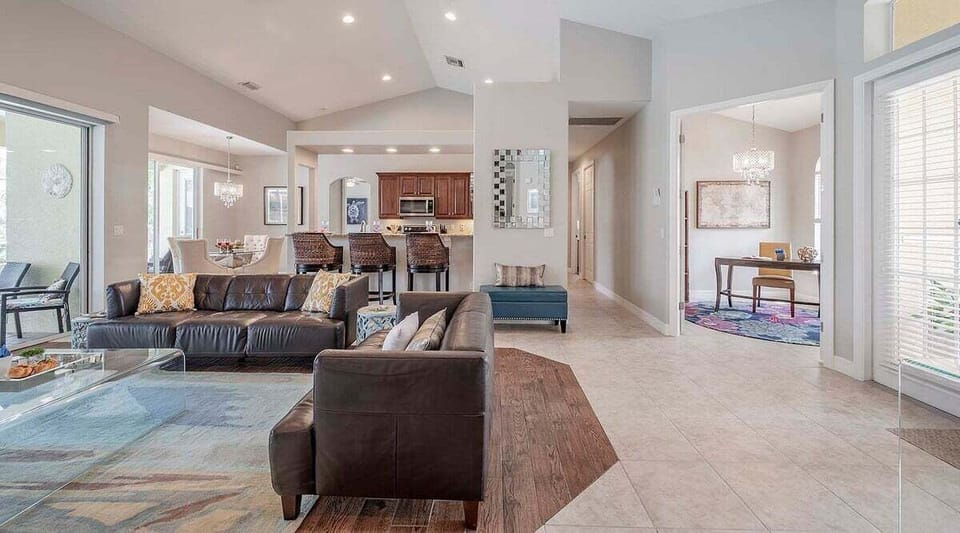 Living Room with Office to the right as well as Kitchen