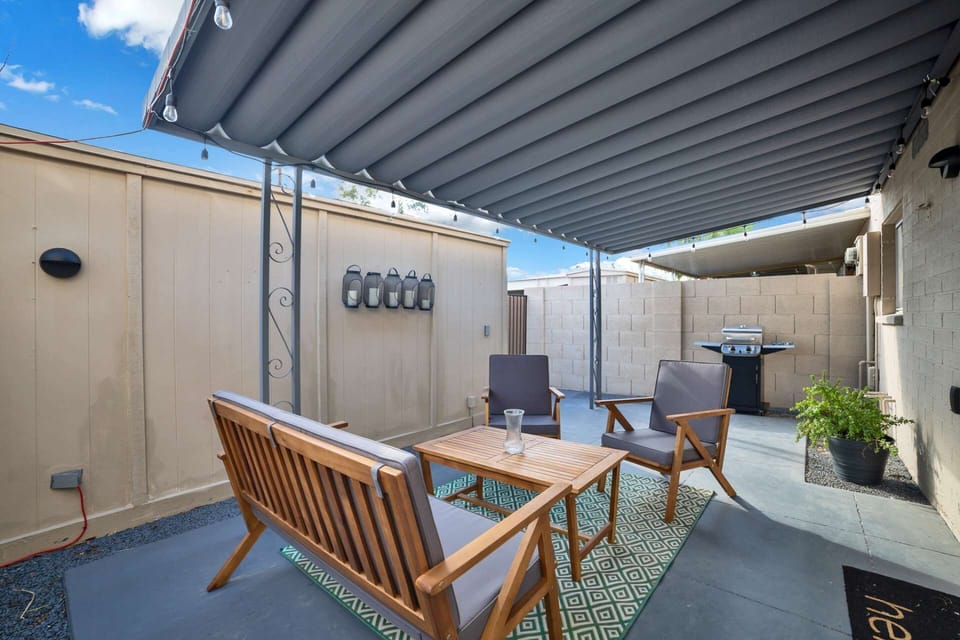 Grill up some burgers or steaks on the BBQ grill out on the patio