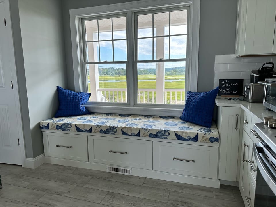 Kitchen bench overlooking marsh