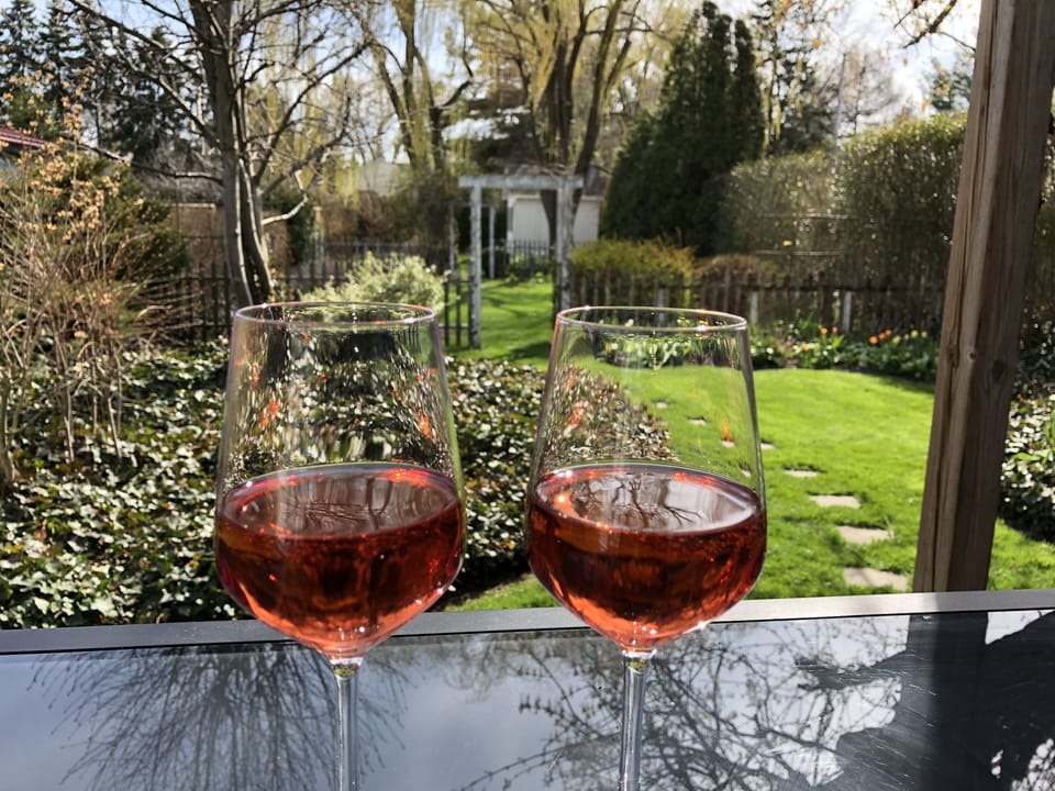 Enjoy complimentary wine on the back deck.