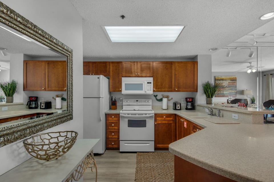 Fully stocked kitchen for dining in or prepping for the on-site grills