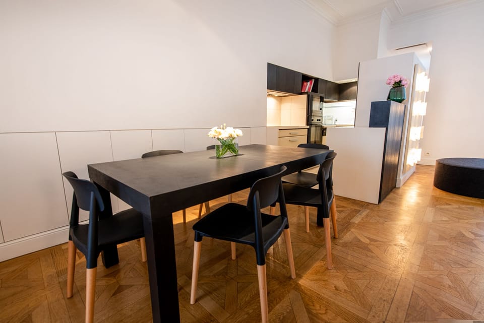 Dining area with dining table and chairs