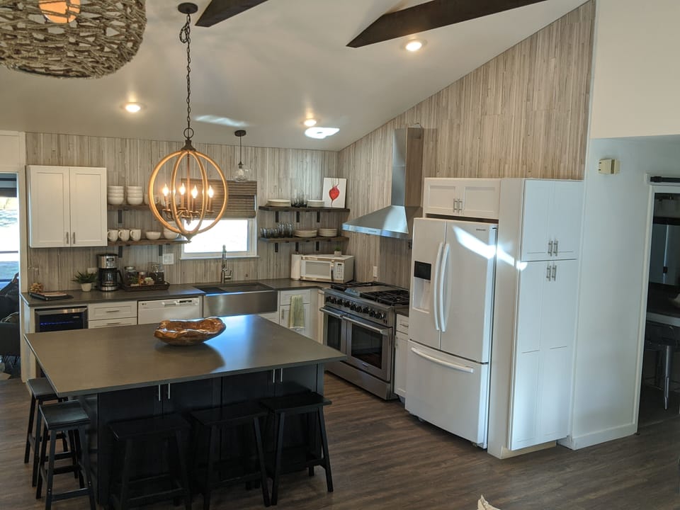 The chef's kitchen is equipped with everything you need to make a delicious meal