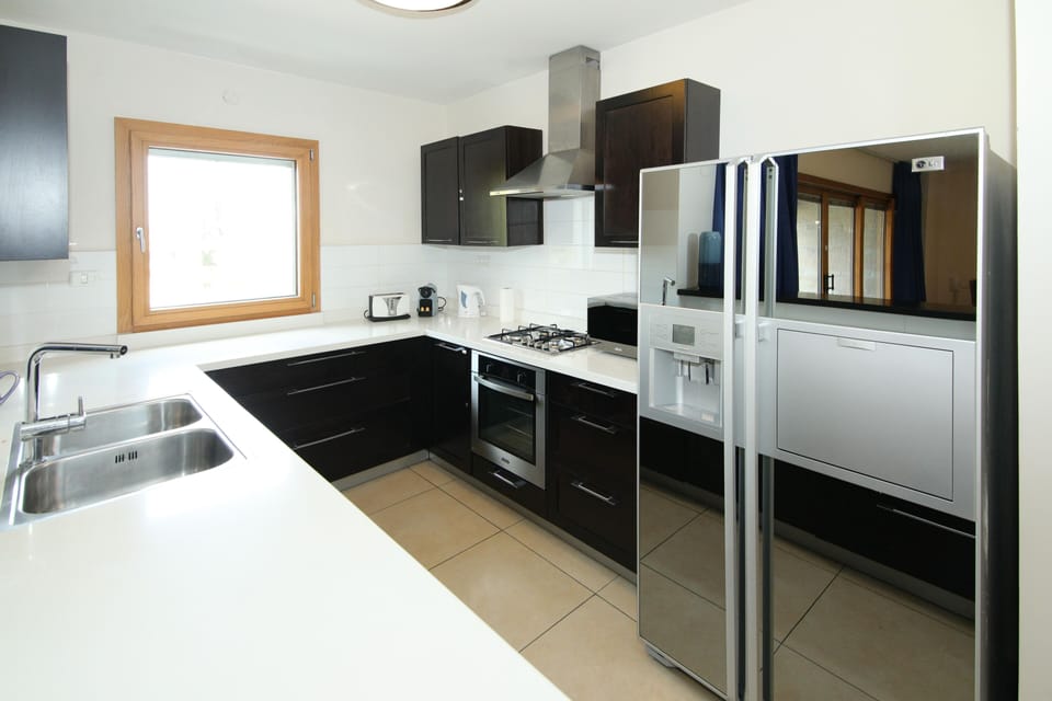 Luxury Apartment | Private kitchen | Full-size fridge, microwave, oven, stovetop
