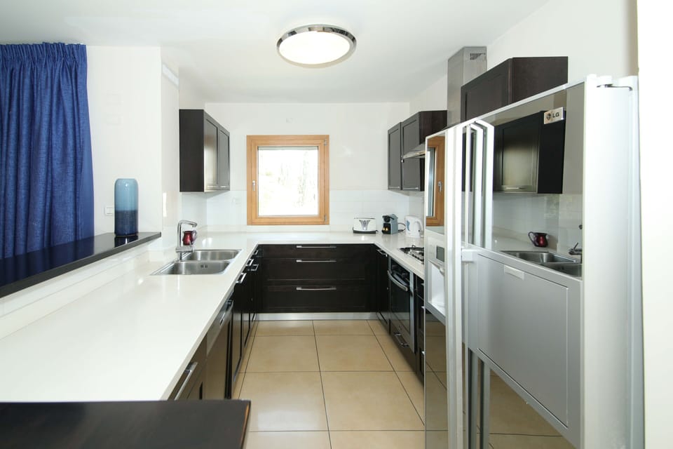 Luxury Apartment | Private kitchen | Full-size fridge, microwave, oven, stovetop