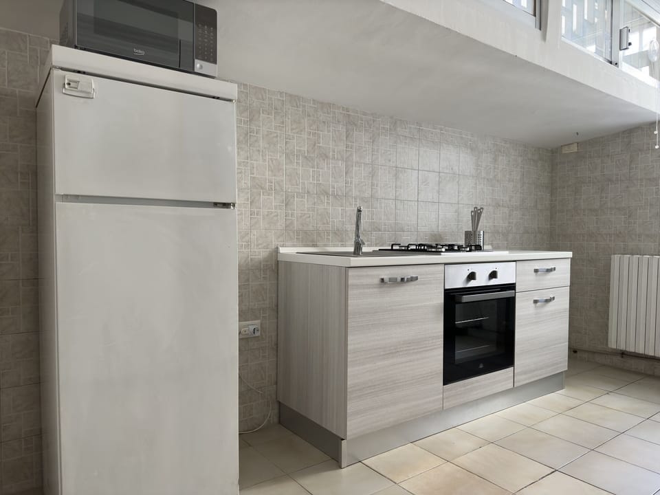 Deluxe Apartment | Private kitchen | Full-size fridge, oven, stovetop, coffee grinder